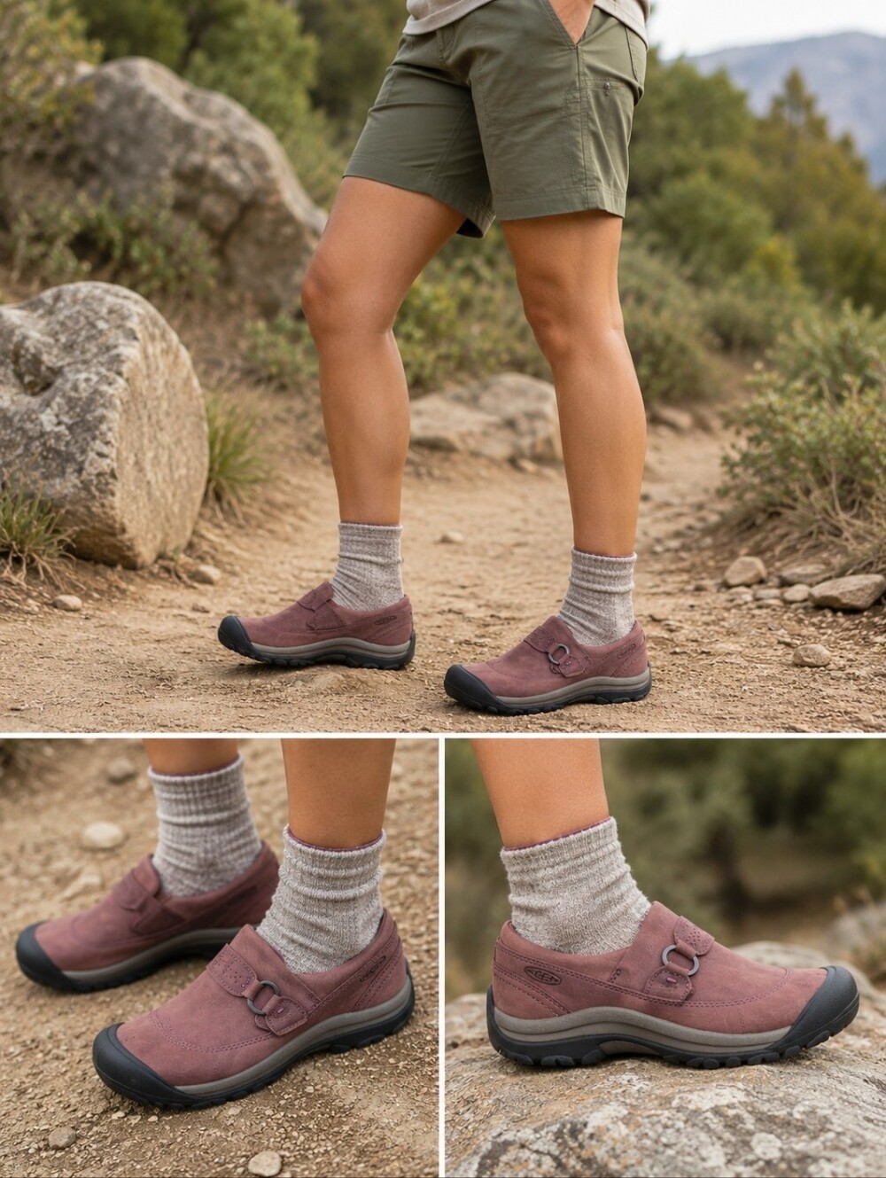 KEEN Women's Size 5 Nubuck Leather Comfort Slip-On Shoes Mauve Removable Insoles